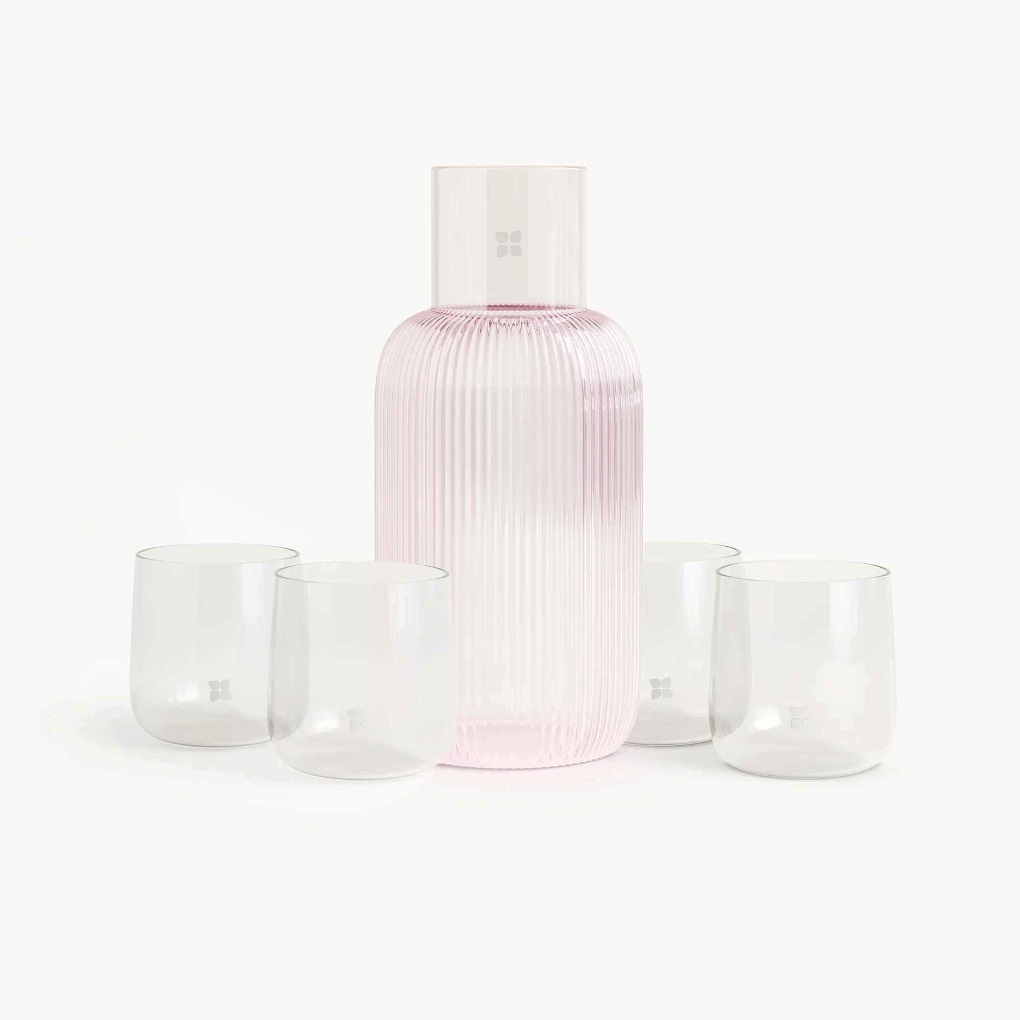 Fluted Carafe + Clear Glass Set (4-piece)