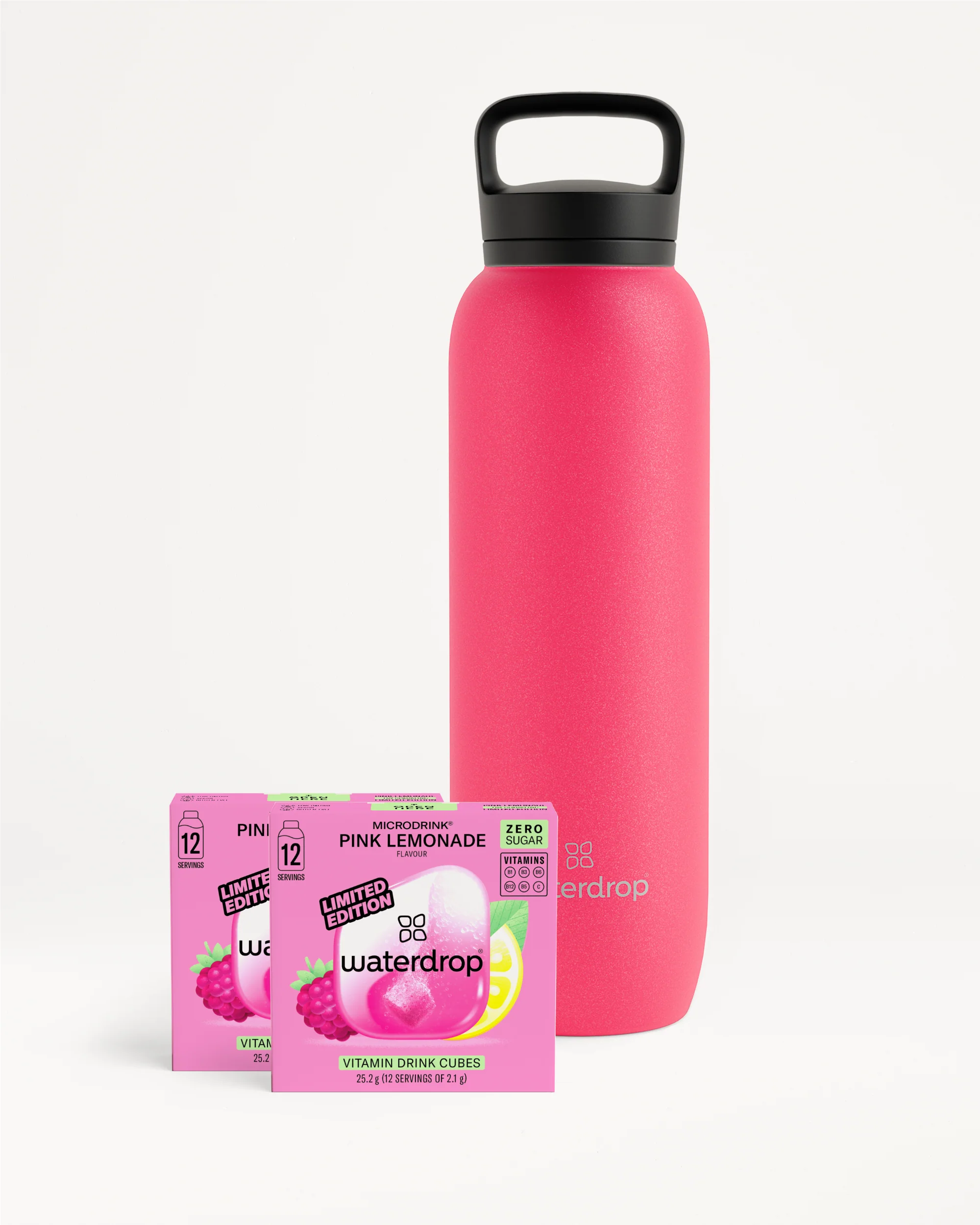 PINK LEMONADE Hydration Set: 1L Neon Bottle Spout Lid